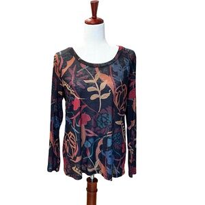 Alison Sheri Long Sleeve Print Lightweight Top Blouse XL